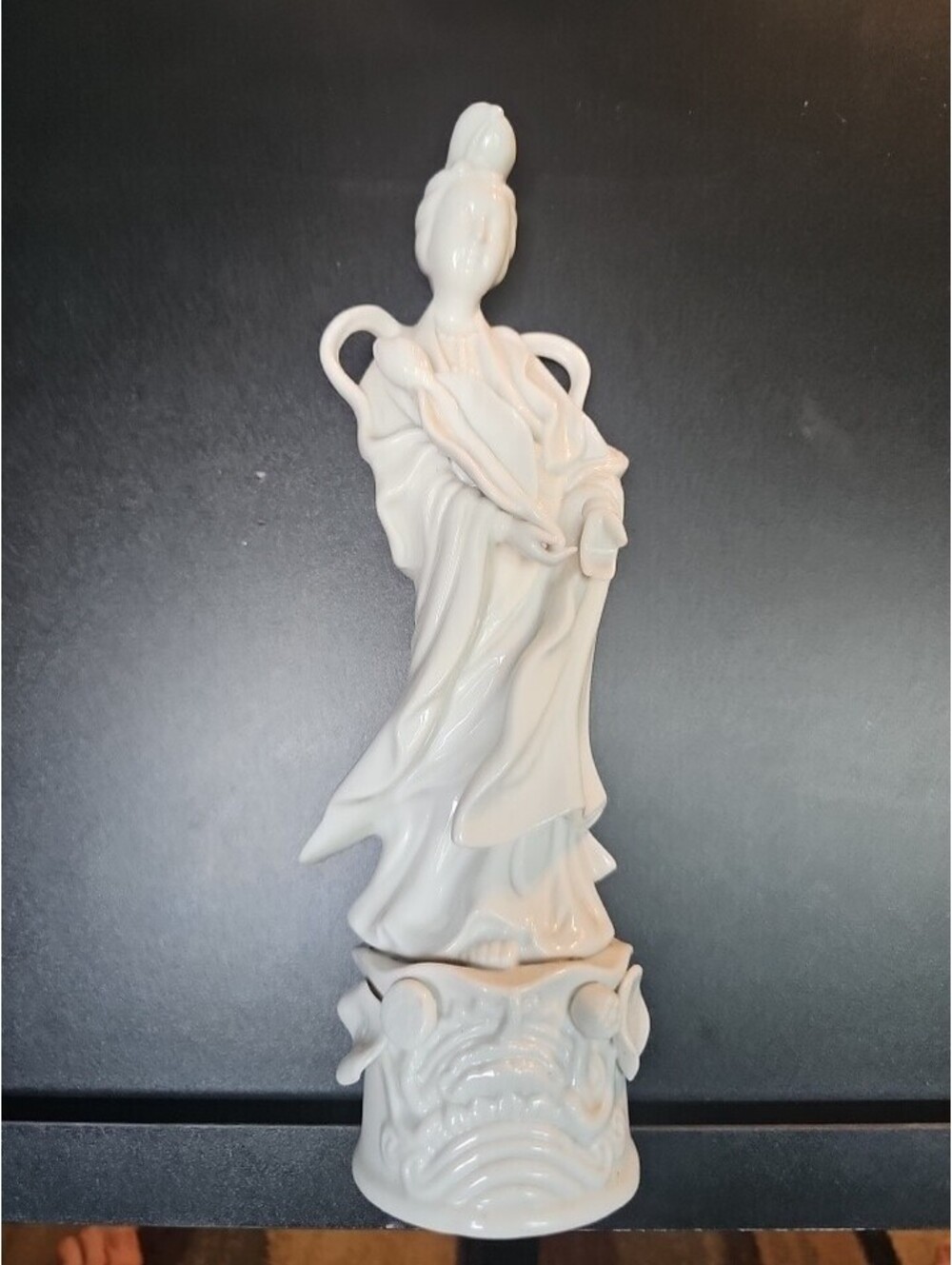 Vintage Kwan Yin Guanyin "Mother of Mercy" Blanc de Chine White Porcelain 12"